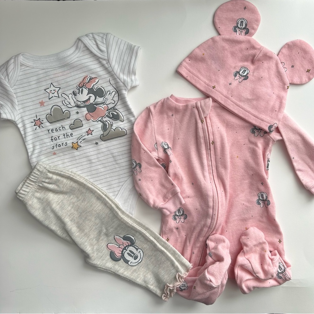 0-3M Baby Girl Minnie Mouse Matching Set